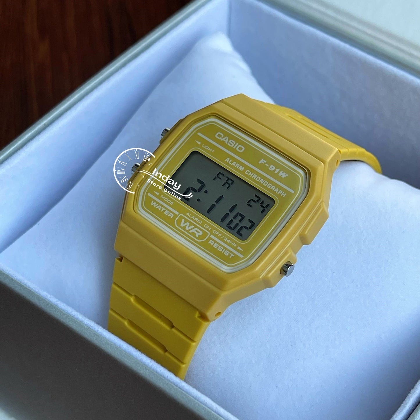 Casio Digital Women's Watch F-91WC-9A Digital Yellow Color Resin Band Resin Glass Battery Life 7-Years