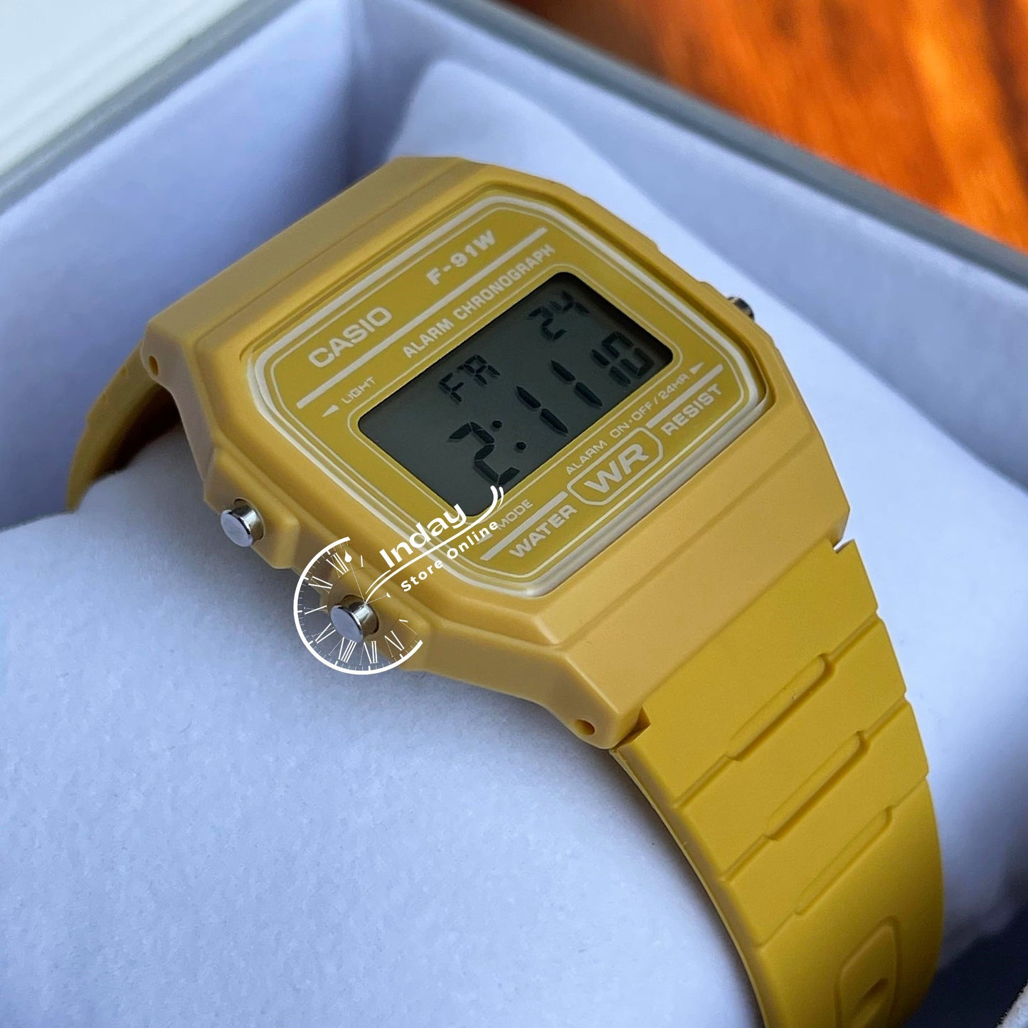 Casio Digital Women's Watch F-91WC-9A Digital Yellow Color Resin Band Resin Glass Battery Life 7-Years