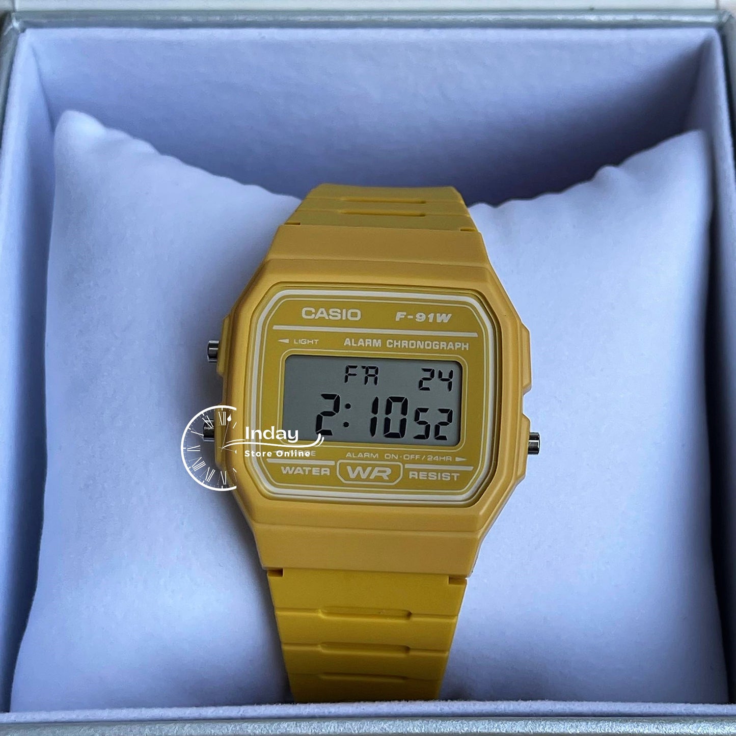 Casio Digital Women's Watch F-91WC-9A Digital Yellow Color Resin Band Resin Glass Battery Life 7-Years
