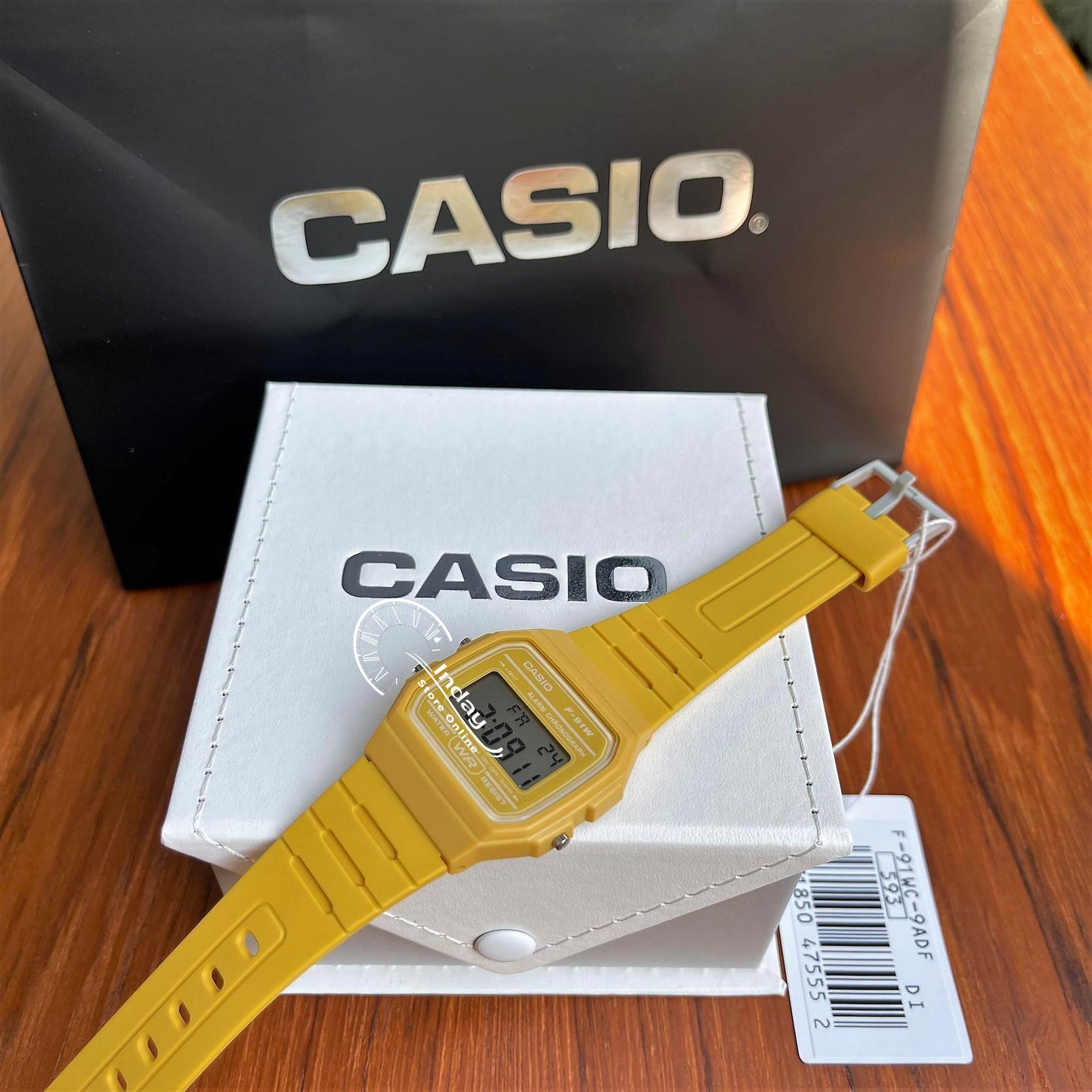 Casio Digital Women's Watch F-91WC-9A Digital Yellow Color Resin Band Resin Glass Battery Life 7-Years
