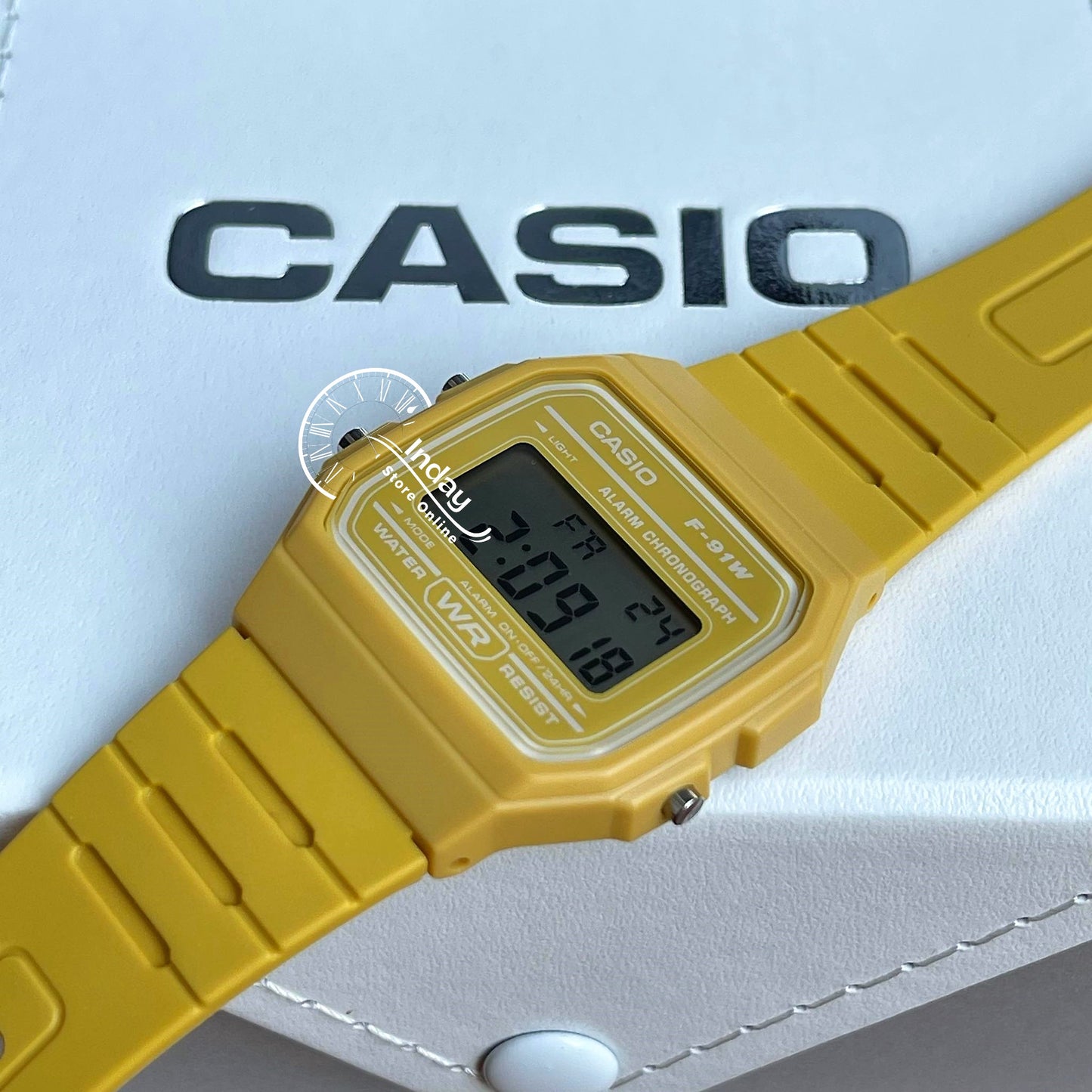 Casio Digital Women's Watch F-91WC-9A Digital Yellow Color Resin Band Resin Glass Battery Life 7-Years