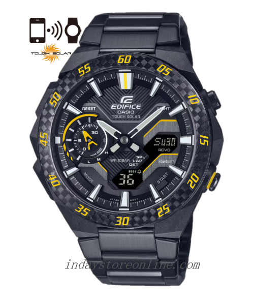 Casio Edifice Men's Watch ECB-2200RC-1A9 Mineral Glass Stainless Steel Band Bluetooth Tough Solar