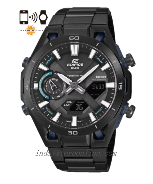 Casio Edifice Men's Watch ECB-2300DC-1A Mineral Glass Stainless Steel Band Mobile Link Bluetooth Tough Solar