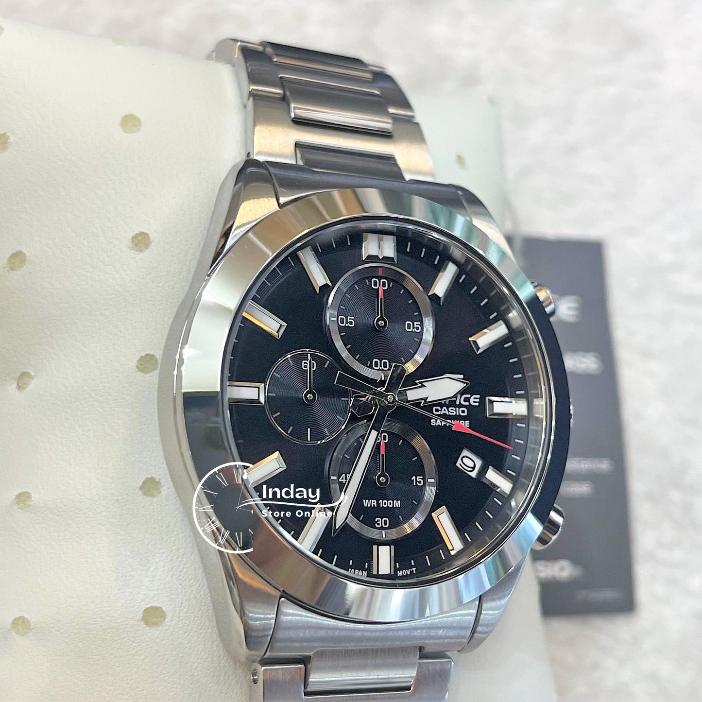 Casio Edifice Men's Watch EFB-710D-1A Standard Chronograph Stainless Steel Band Sapphire Crystal