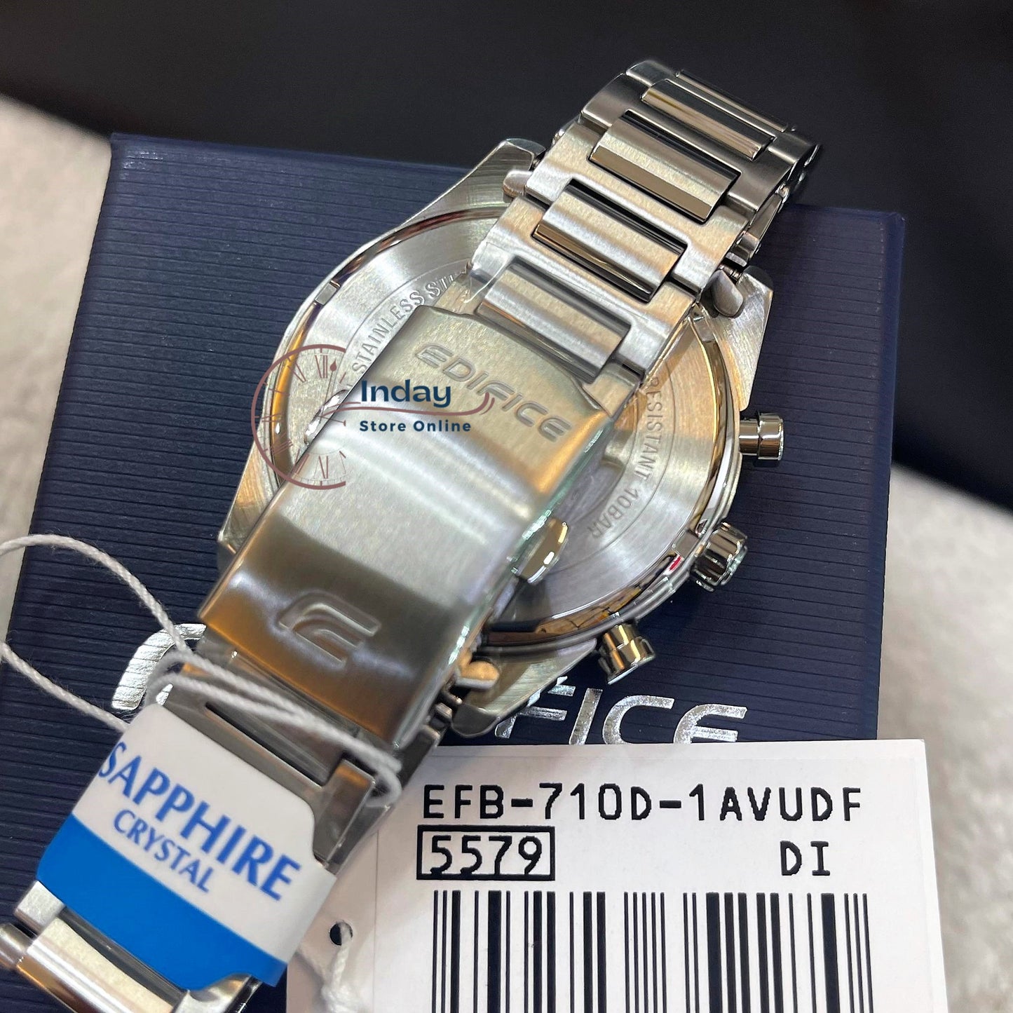 Casio Edifice Men's Watch EFB-710D-1A Standard Chronograph Stainless Steel Band Sapphire Crystal