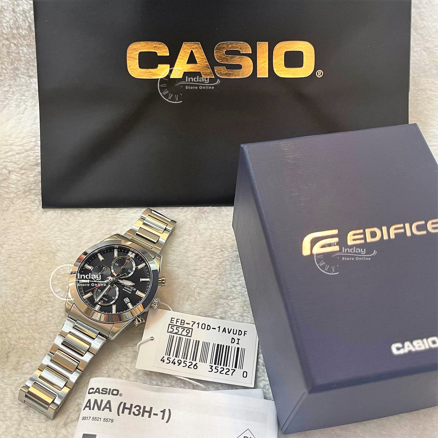 Casio Edifice Men's Watch EFB-710D-1A Standard Chronograph Stainless Steel Band Sapphire Crystal