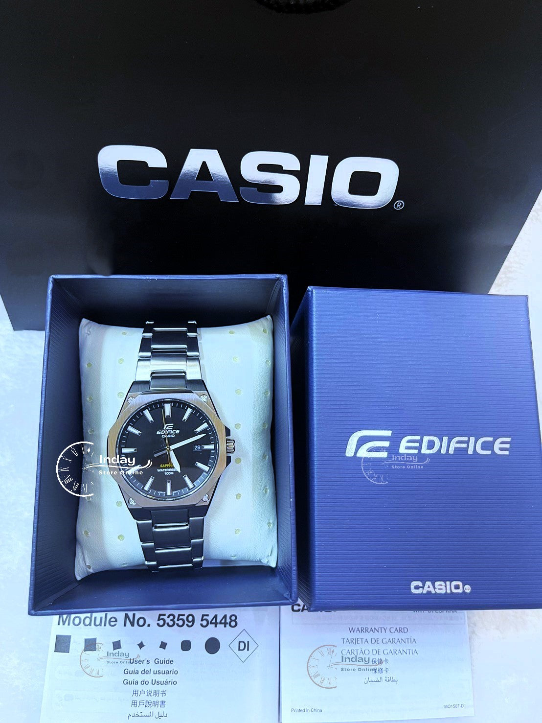Casio Edifice Men's Watch EFR-S108D-1A 3-Hand Analog Stainless Steel Band Sapphire Crystal