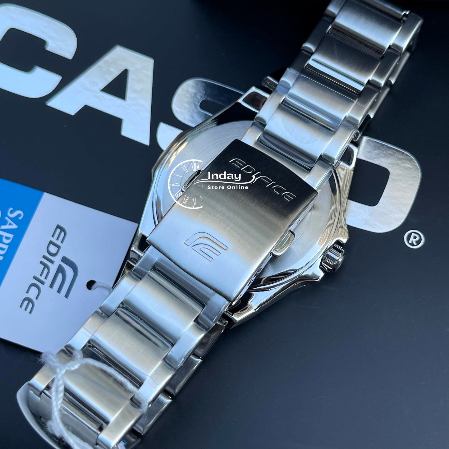 Casio Edifice Men's Watch EFR-S108D-2B 3-Hand Analog Stainless Steel Band Sapphire Crystal