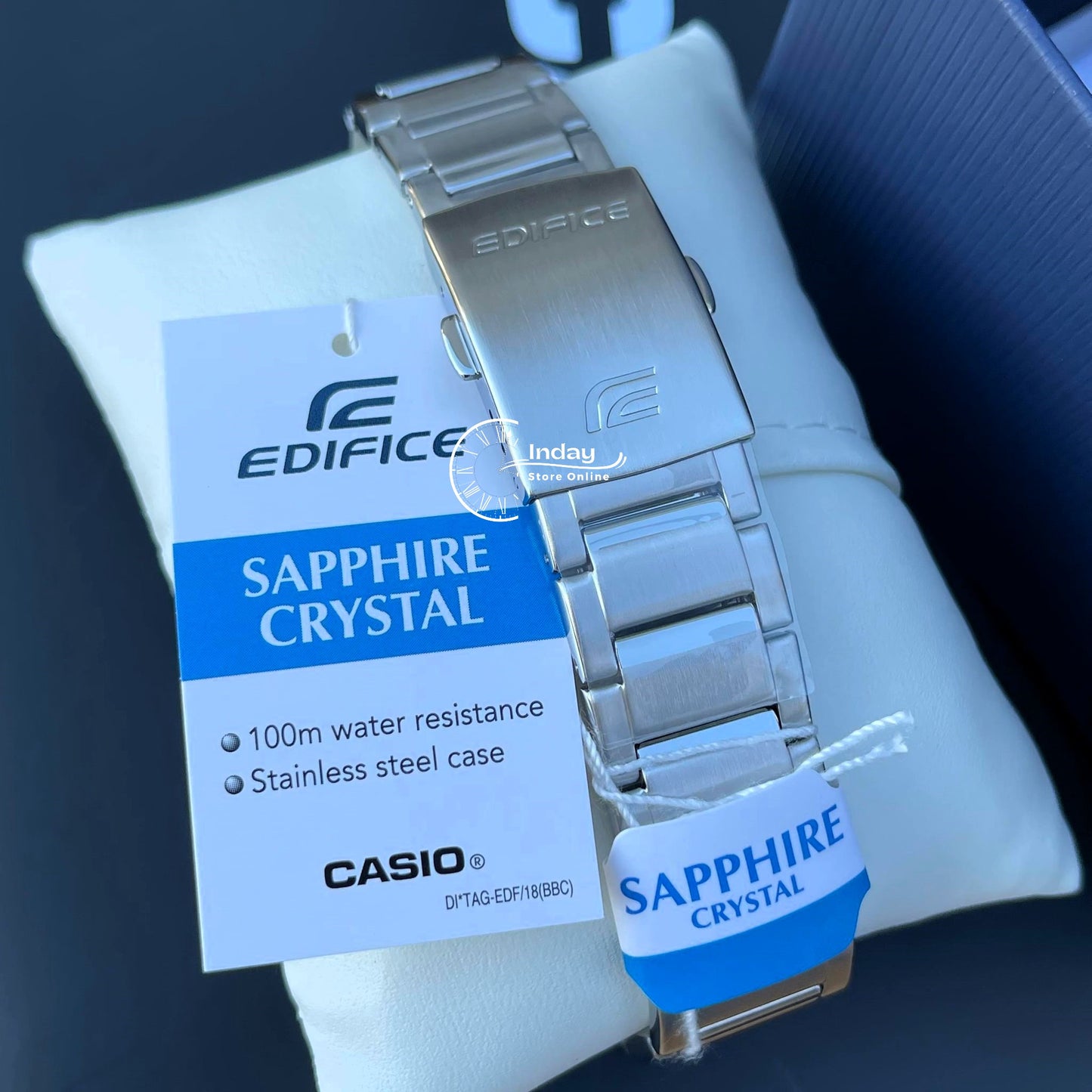 Casio Edifice Men's Watch EFR-S108D-2B 3-Hand Analog Stainless Steel Band Sapphire Crystal