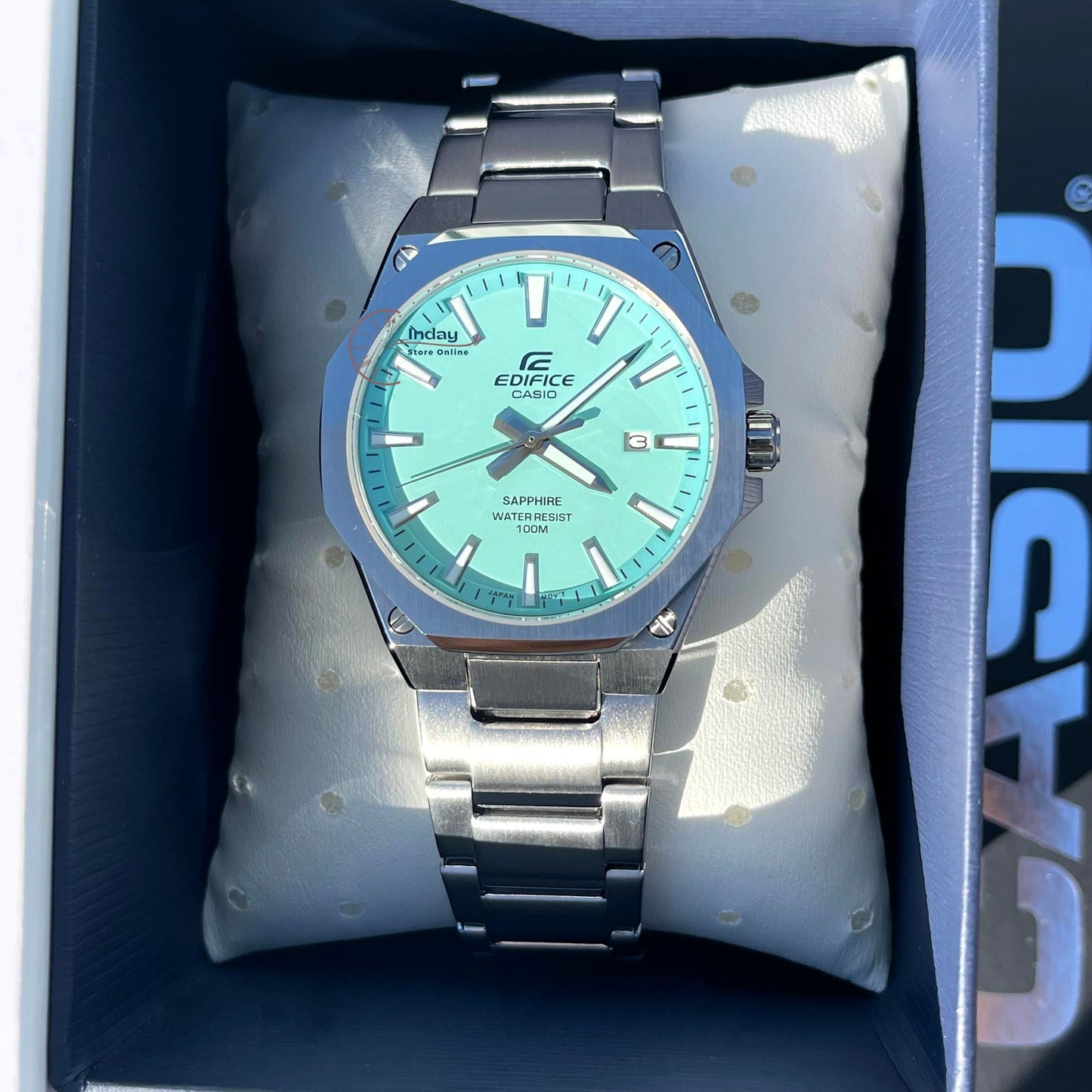 Casio Edifice Men's Watch EFR-S108D-2B 3-Hand Analog Stainless Steel Band Sapphire Crystal