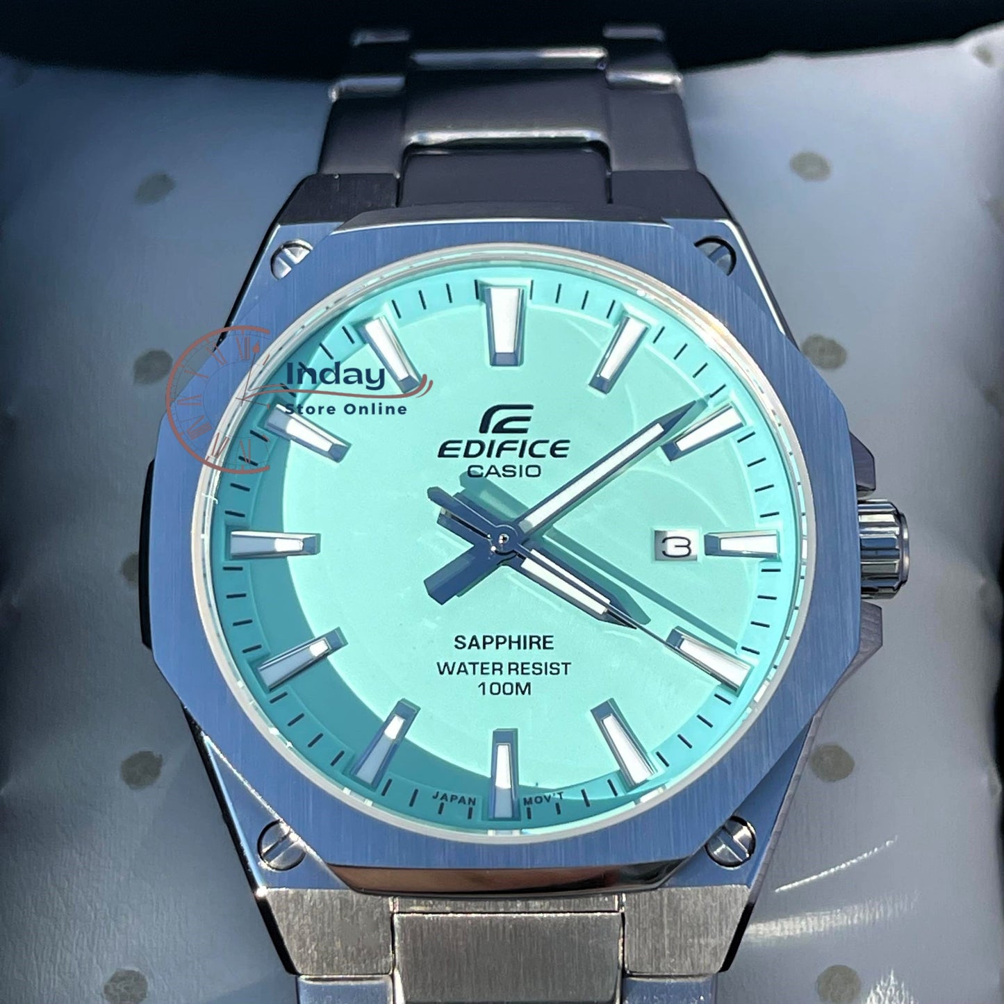 Casio Edifice Men's Watch EFR-S108D-2B 3-Hand Analog Stainless Steel Band Sapphire Crystal