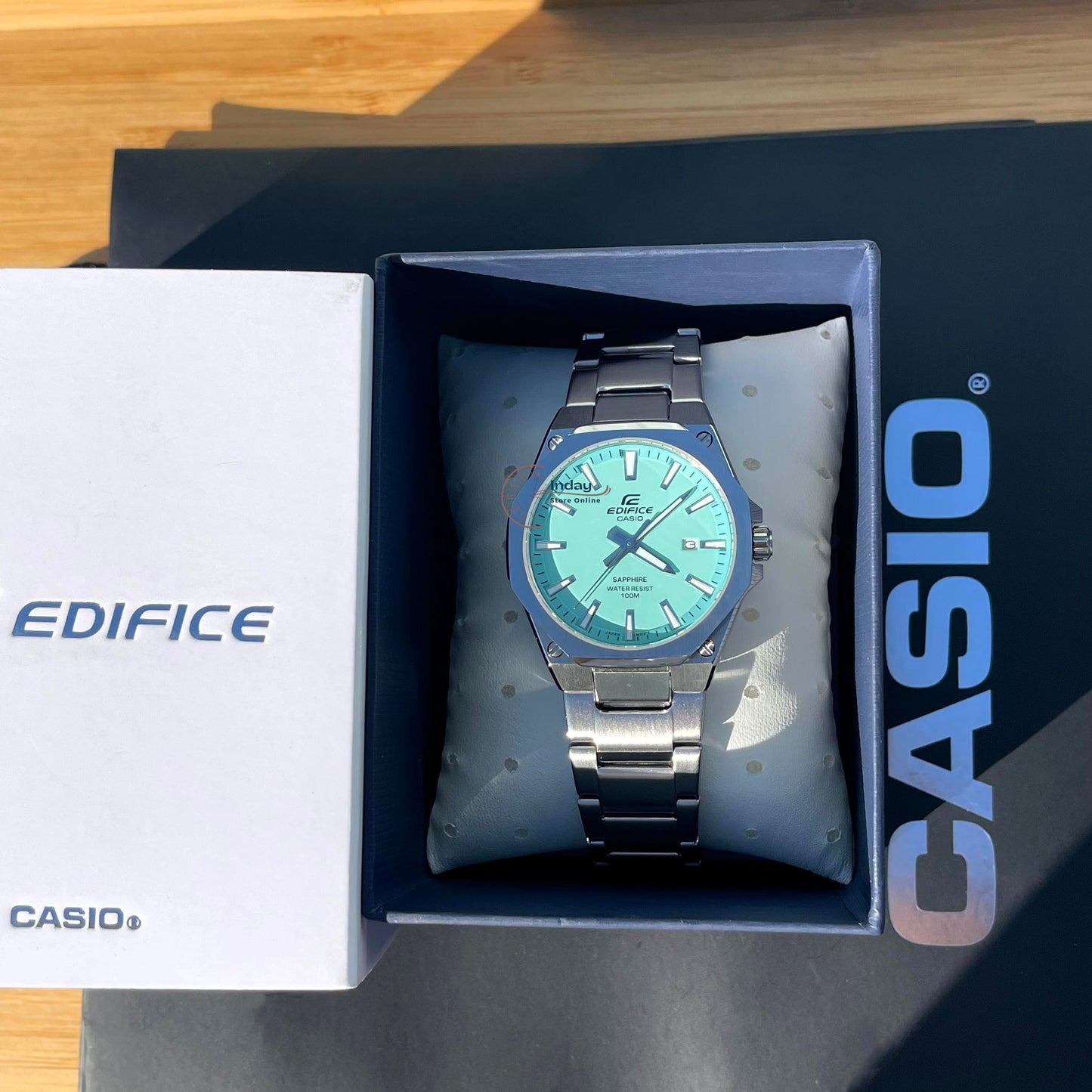 Casio Edifice Men's Watch EFR-S108D-2B 3-Hand Analog Stainless Steel Band Sapphire Crystal