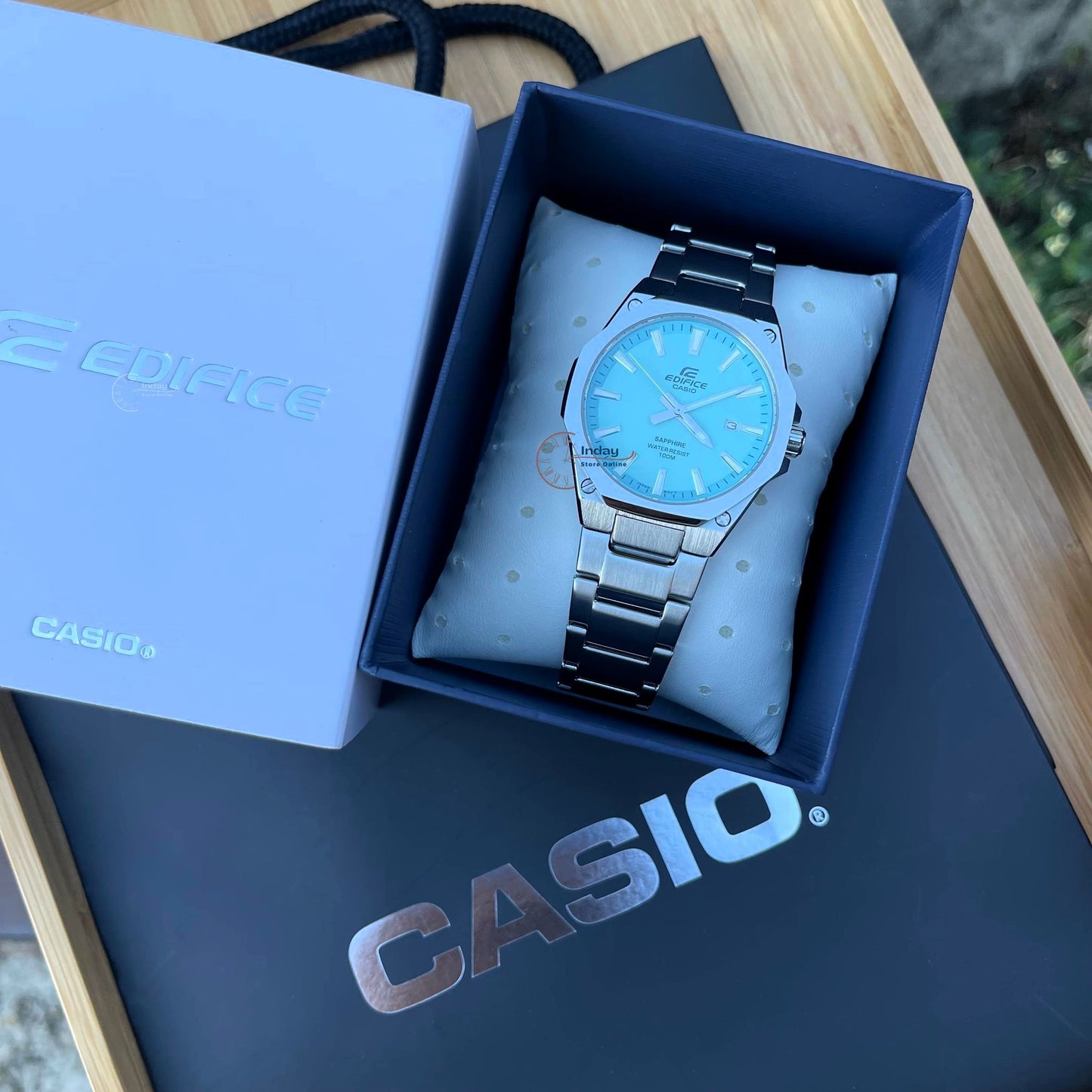 Casio Edifice Men's Watch EFR-S108D-2B 3-Hand Analog Stainless Steel Band Sapphire Crystal