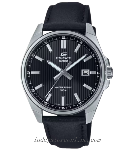 Casio Edifice Men's Watch EFV-150L-1A Analog Tough Leather Band Mineral Glass