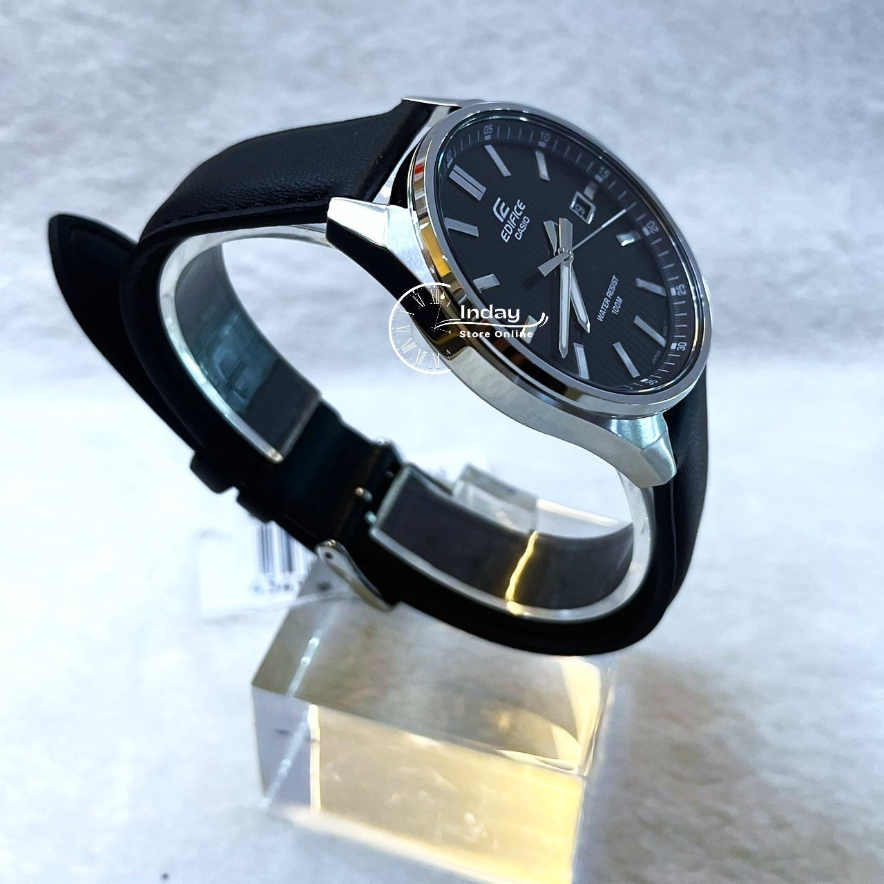 Casio Edifice Men's Watch EFV-150L-1A Analog Tough Leather Band Mineral Glass