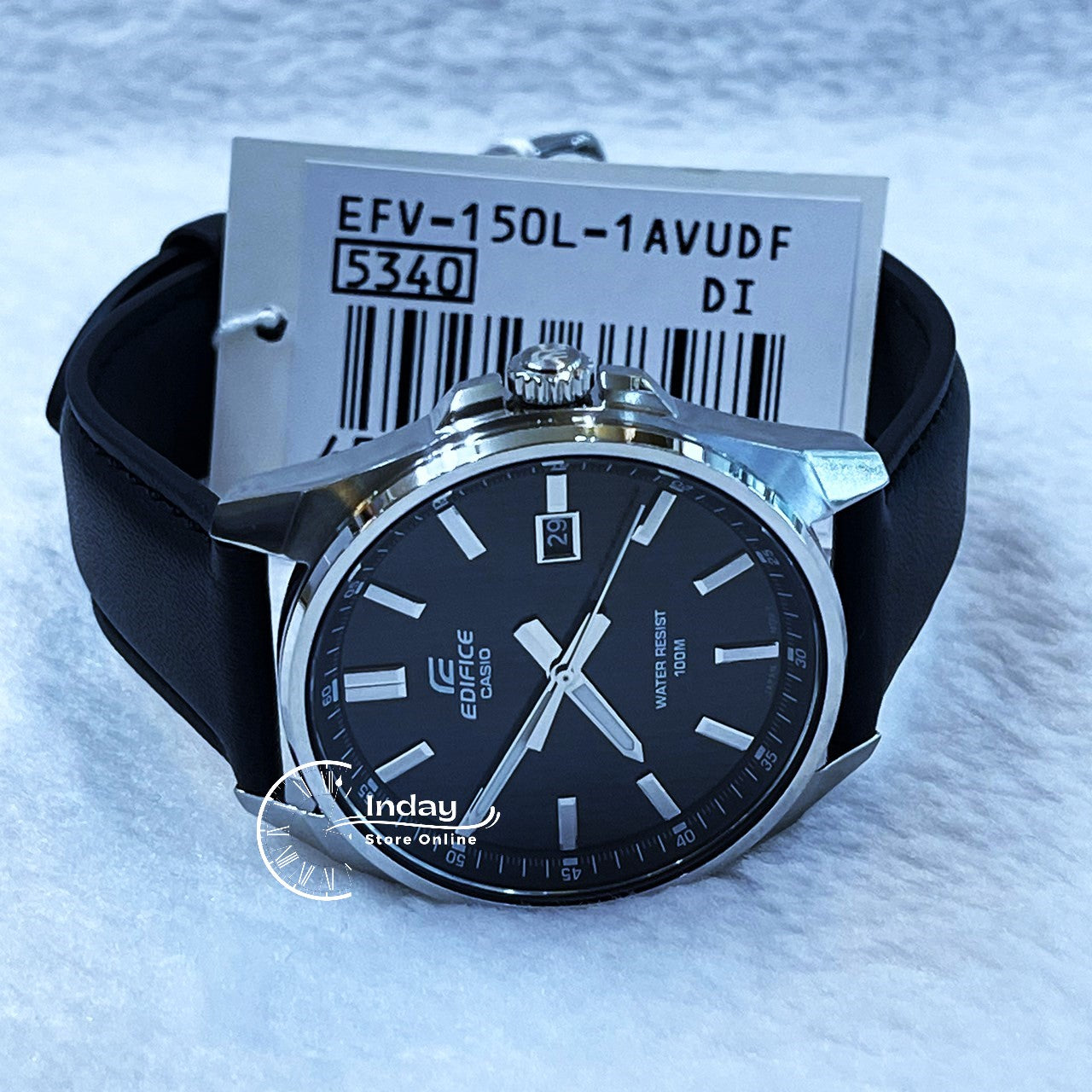 Casio Edifice Men's Watch EFV-150L-1A Analog Tough Leather Band Mineral Glass