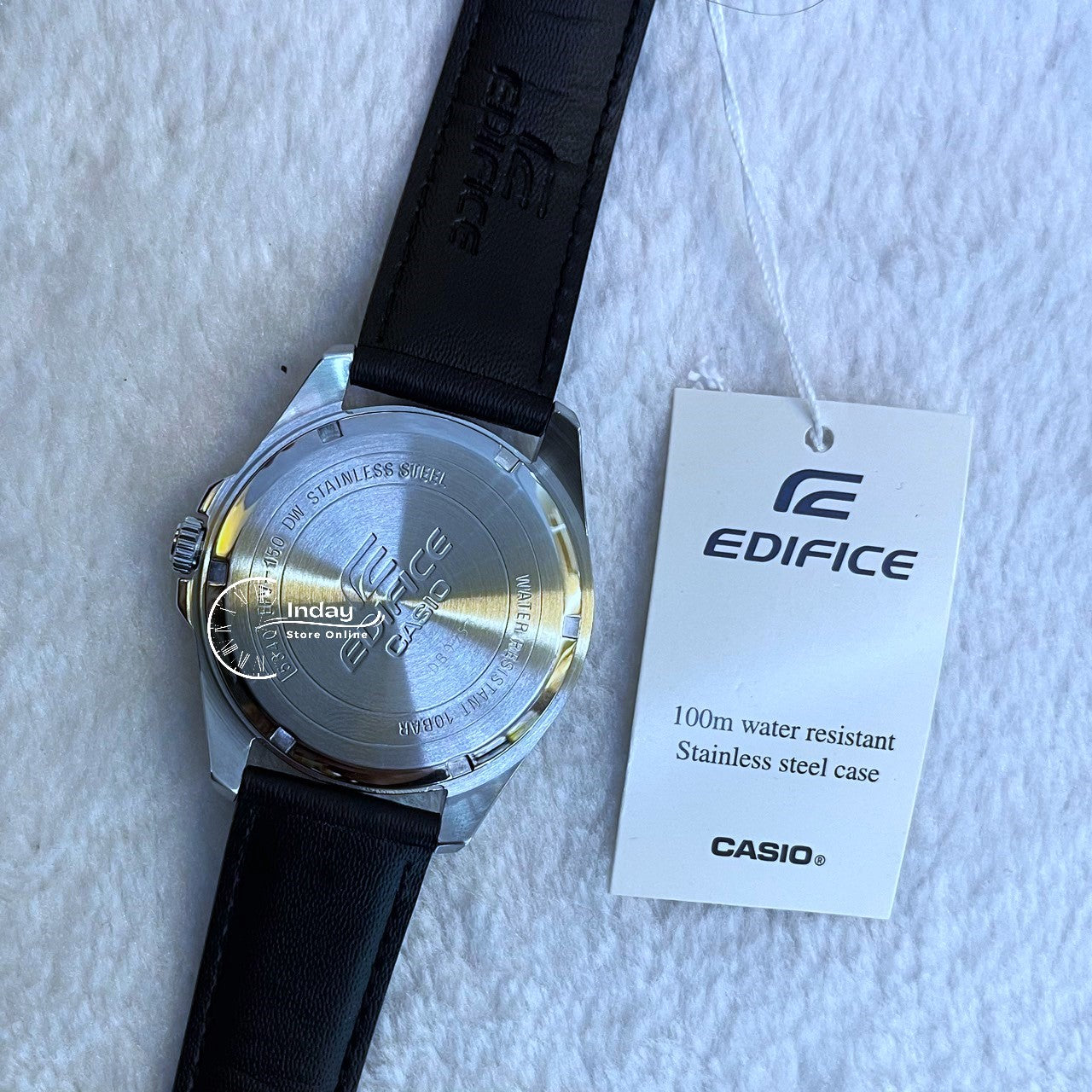 Casio Edifice Men's Watch EFV-150L-1A Analog Tough Leather Band Mineral Glass
