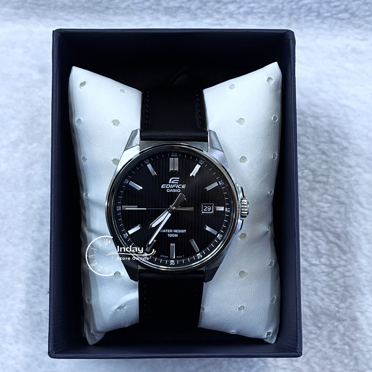 Casio Edifice Men's Watch EFV-150L-1A Analog Tough Leather Band Mineral Glass