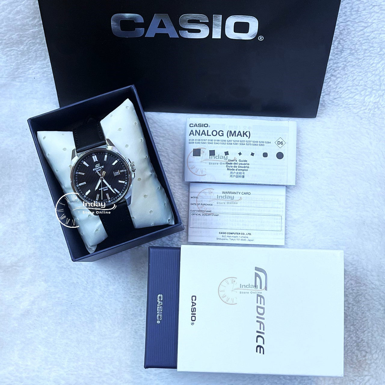 Casio Edifice Men's Watch EFV-150L-1A Analog Tough Leather Band Mineral Glass
