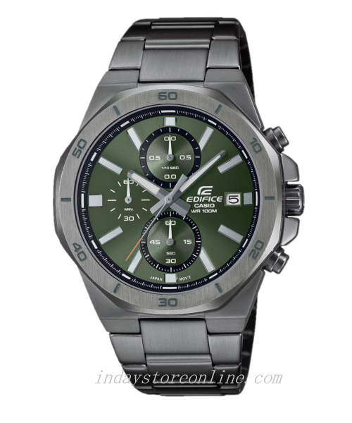 Casio Edifice Men's Watch EFV-640DC-3A Standard Chronograph Stainless Steel Band Mineral Glass