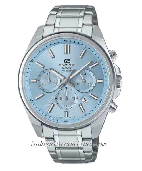 Casio Edifice Men's Watch EFV-650D-2B Mineral Glass Standard Chronograph Stainless Steel Band