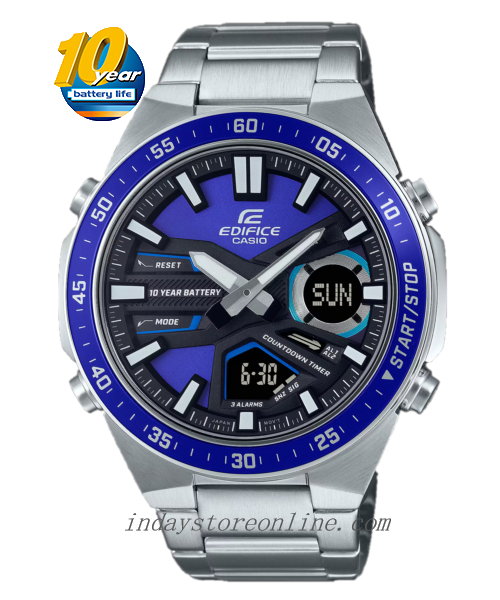 Casio Edifice Men's Watch EFV-C110D-2A Stainless Steel Band Mineral Glass Battery Life: 10 Years