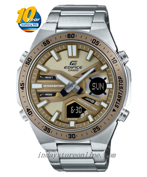 Casio Edifice Men's Watch EFV-C110D-5A Analog-Digital Stainless Steel Band Mineral Glass 10 years Battery Life