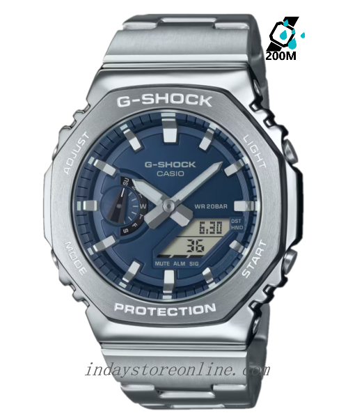 Casio G Shock G Steel Men s Watch GM 2110D 2B Stainless Steel Band Shock Resistant Mineral Glass