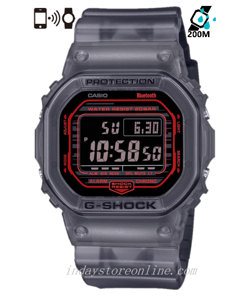 Casio G-Shock Men's Watch DW-B5600G-1 Digital 5600 Series Transparent Color Mobile link (Wireless linking using Bluetooth®)