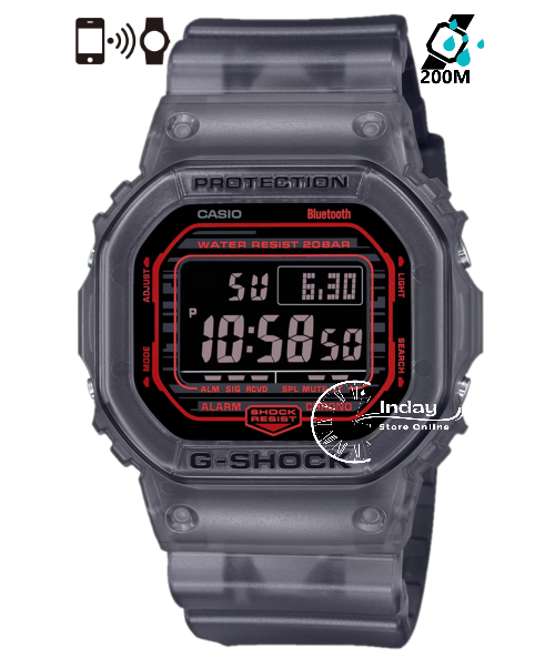 Casio G-Shock Men's Watch DW-B5600G-1 Digital 5600 Series Transparent Color Mobile link (Wireless linking using Bluetooth®)