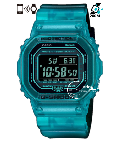 Casio G-Shock Men's Watch DW-B5600G-2 Digital 5600 Series Transparent Color Mobile link (Wireless linking using Bluetooth®)