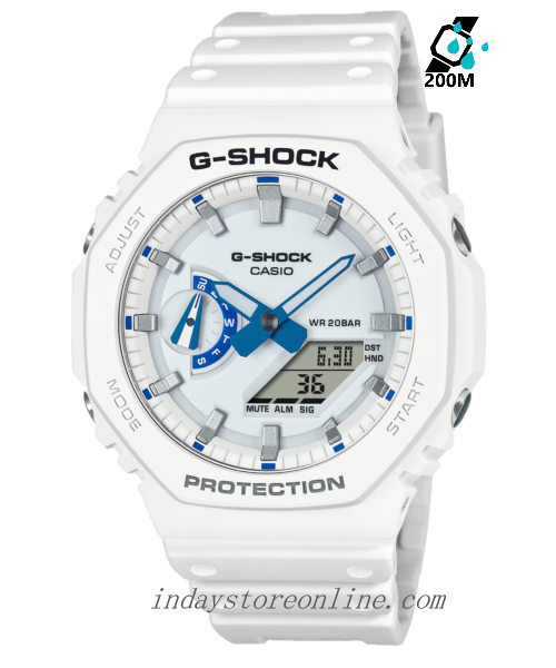 Casio G-Shock Men's Watch GA-2100HDS-7A Analog-Digital White & Silver Carbon Core Guard Shock Resistant
