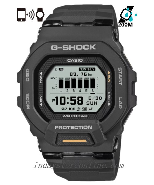 Casio G-Shock Men's Watch GBD-200-1A1 Shock Resistant Resin Band MobileLink Bluetooth