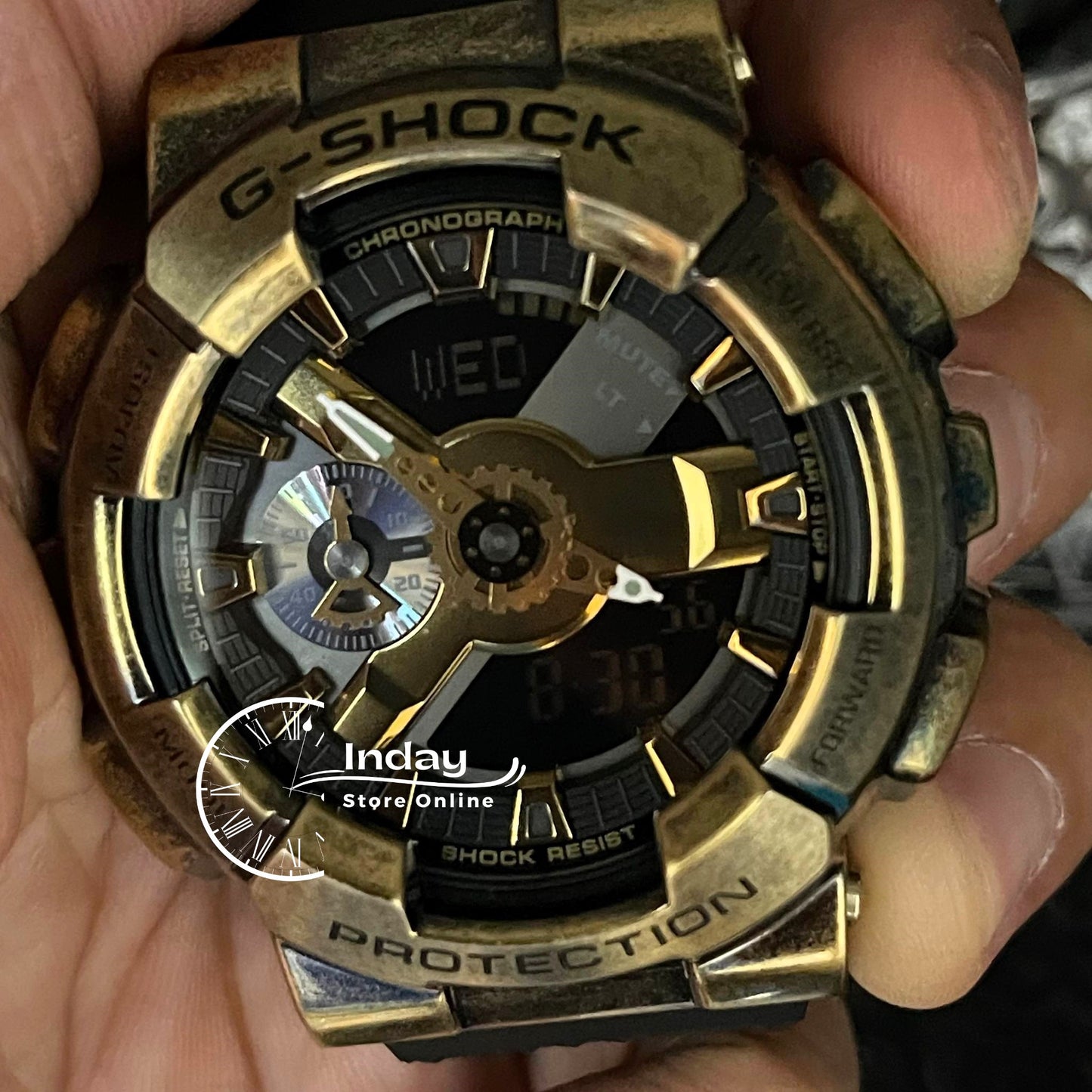 Casio G-Shock Men's Watch GM-110VG-1A9 Analog-DIigital 110 Series 2023 New Release Finished with Aged IP in Gold