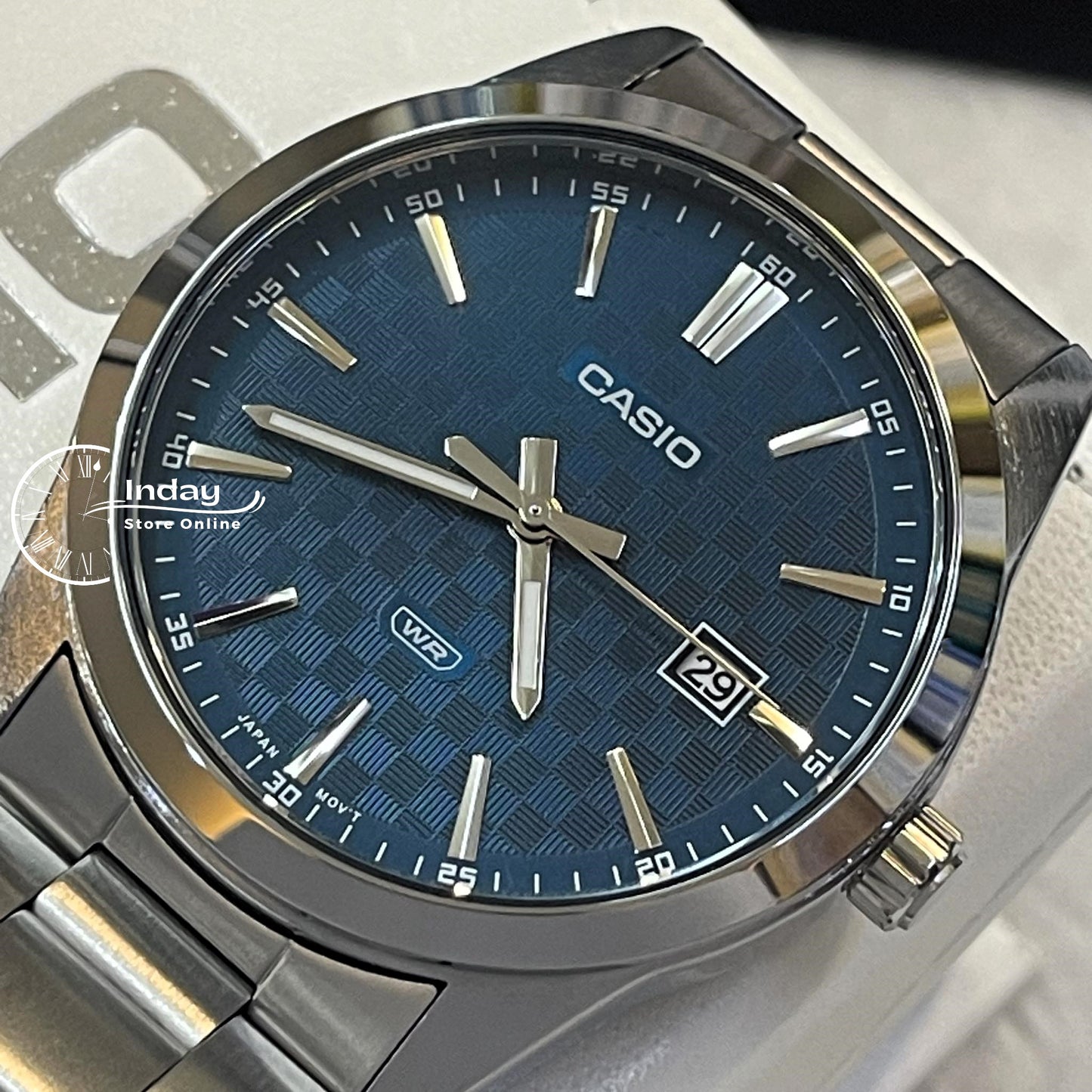 Casio Men's Watch MTP-VD03D-2A2 Stainless Steel Band Triple-fold Clasp Mineral Glass