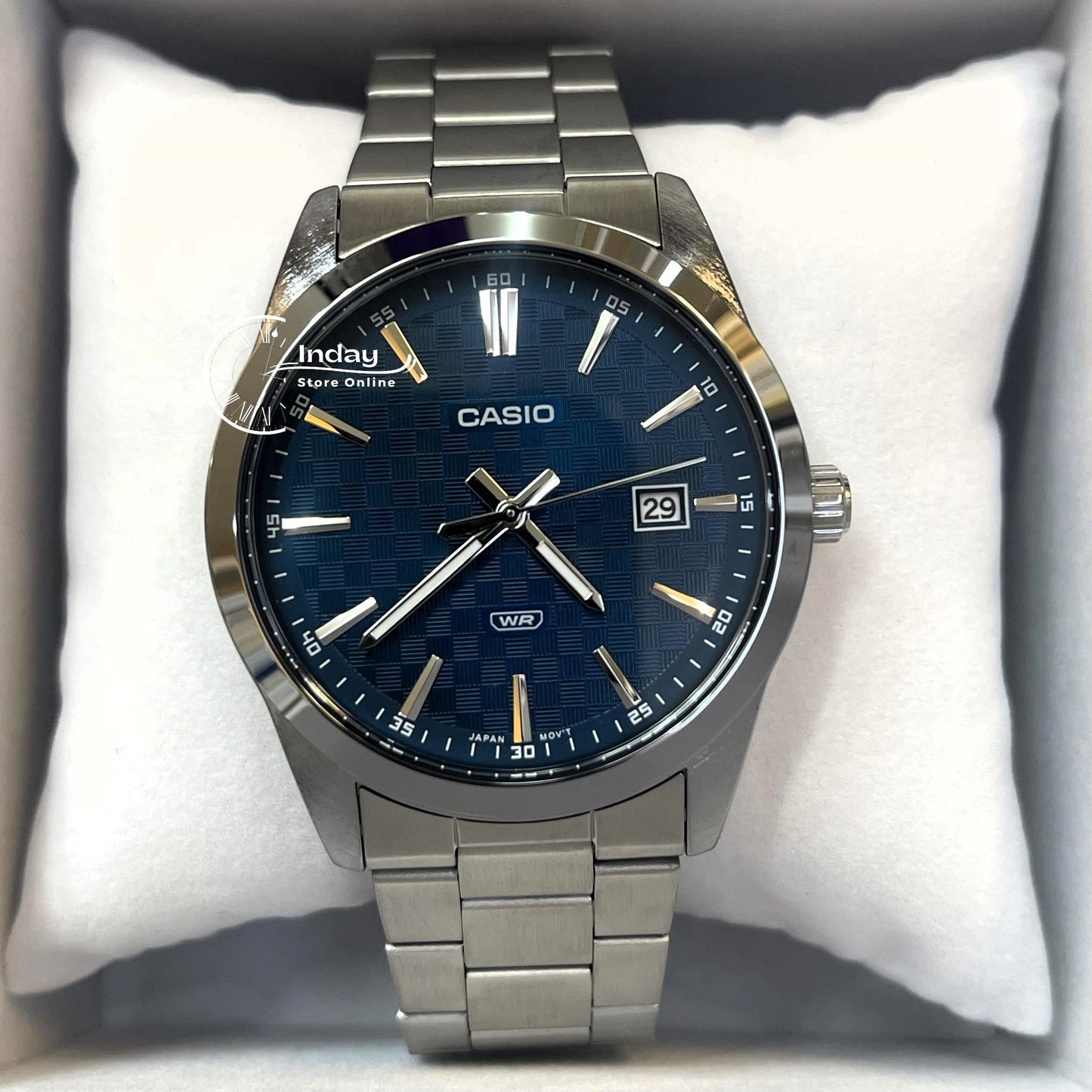 Casio Men's Watch MTP-VD03D-2A2 Stainless Steel Band Triple-fold Clasp Mineral Glass