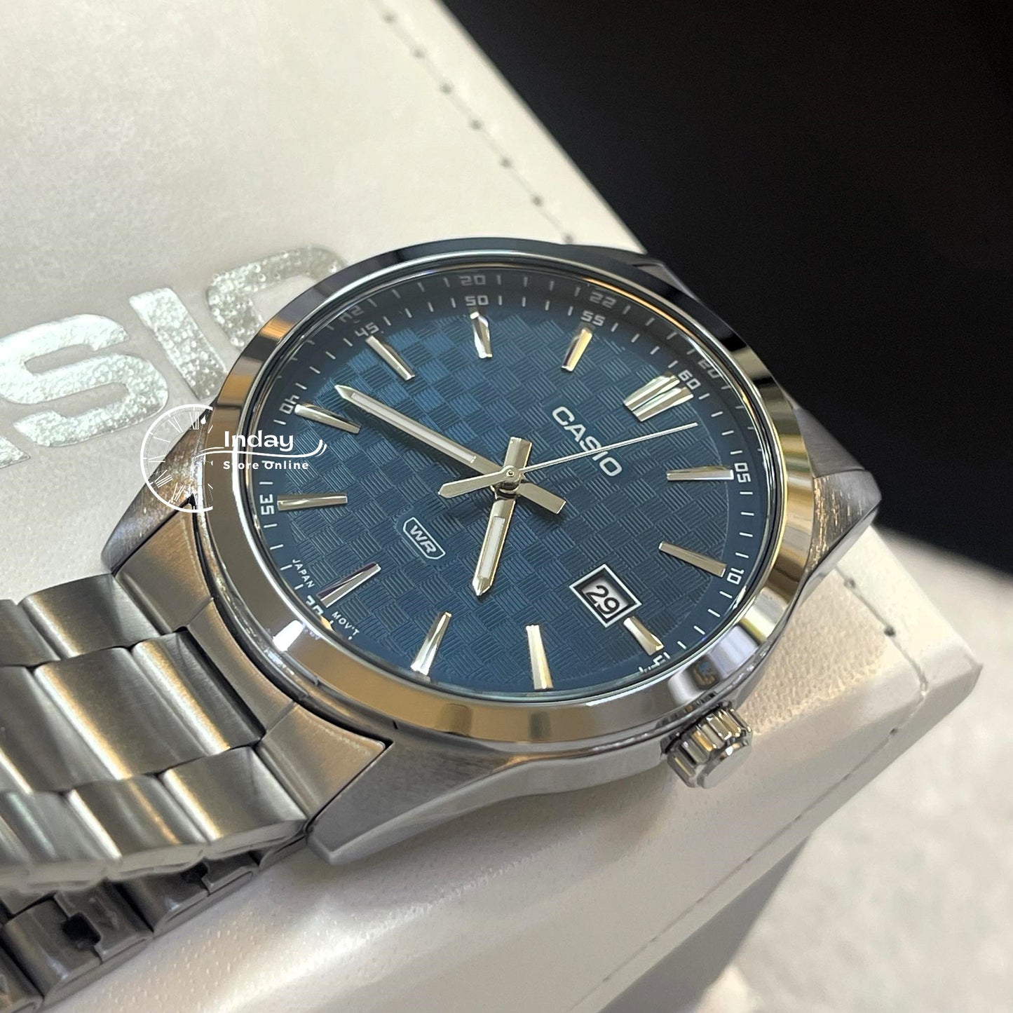 Casio Men's Watch MTP-VD03D-2A2 Stainless Steel Band Triple-fold Clasp Mineral Glass