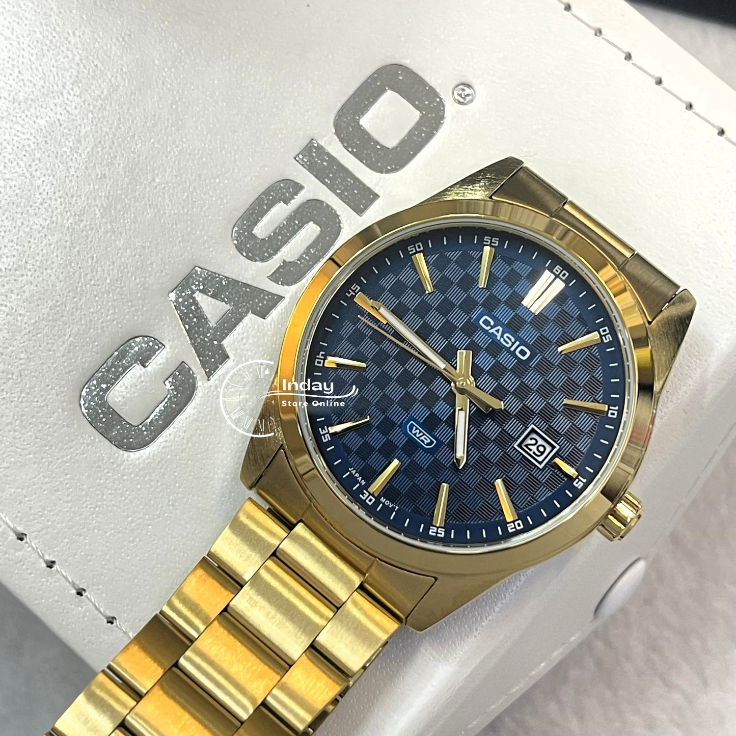 Casio Men's Watch MTP-VD03G-2A Stainless Steel Band Triple-fold Clasp Mineral Glass