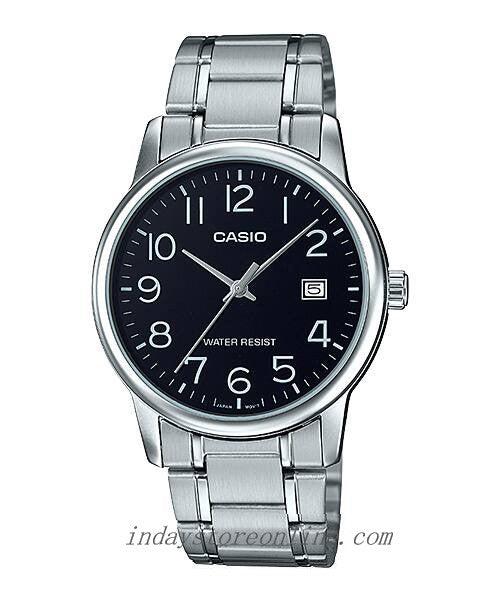 Casio Standard Men's Watch MTP-V002D-1B Analog Stainless Steel Band Triple-fold Clasp Mineral Glass