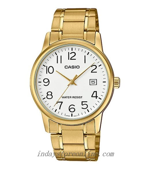 Casio Standard Men's Watch MTP-V002G-7B2 Analog Gold Plated Stainless Steel Band Triple-fold Clasp Mineral Glass