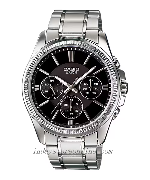 Casio Men's Watch MTP-1375D-1A Mineral Glass Stainless Steel Band One-touch 3-fold Clasp