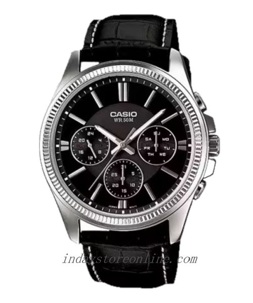 Casio Men's Watch MTP-1375L-1A Mineral Glass Genuine Leather Band