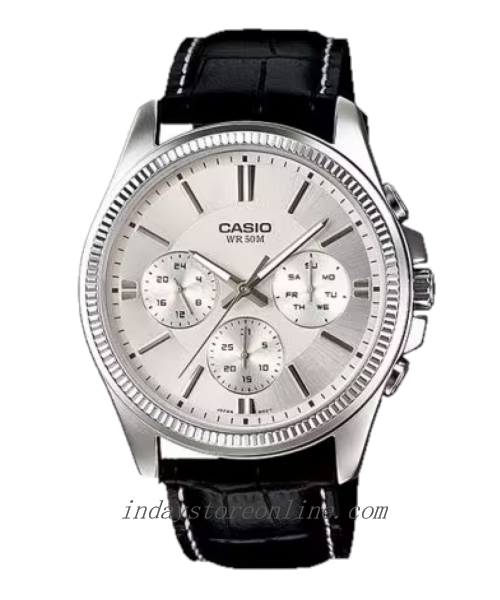 Casio Men's Watch MTP-1375L-7A Mineral Glass Genuine Leather Band