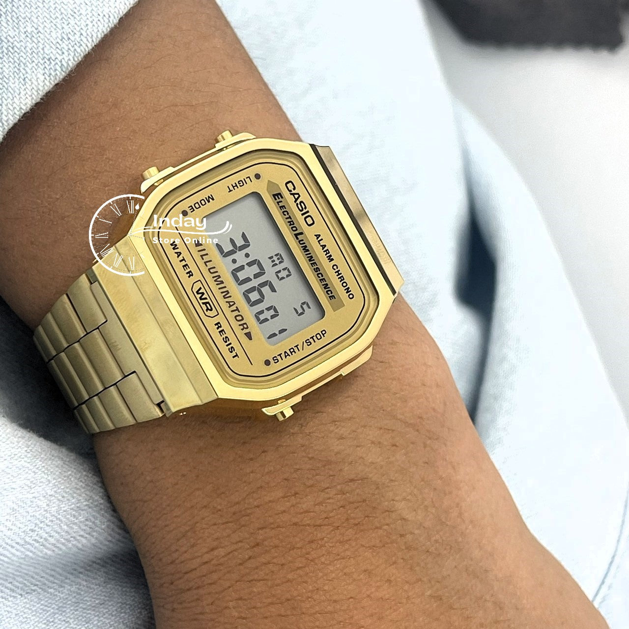 Casio Vintage Unisex Watch A168WG-9W Gold Plated Stainless Steel Self-adjustable Band