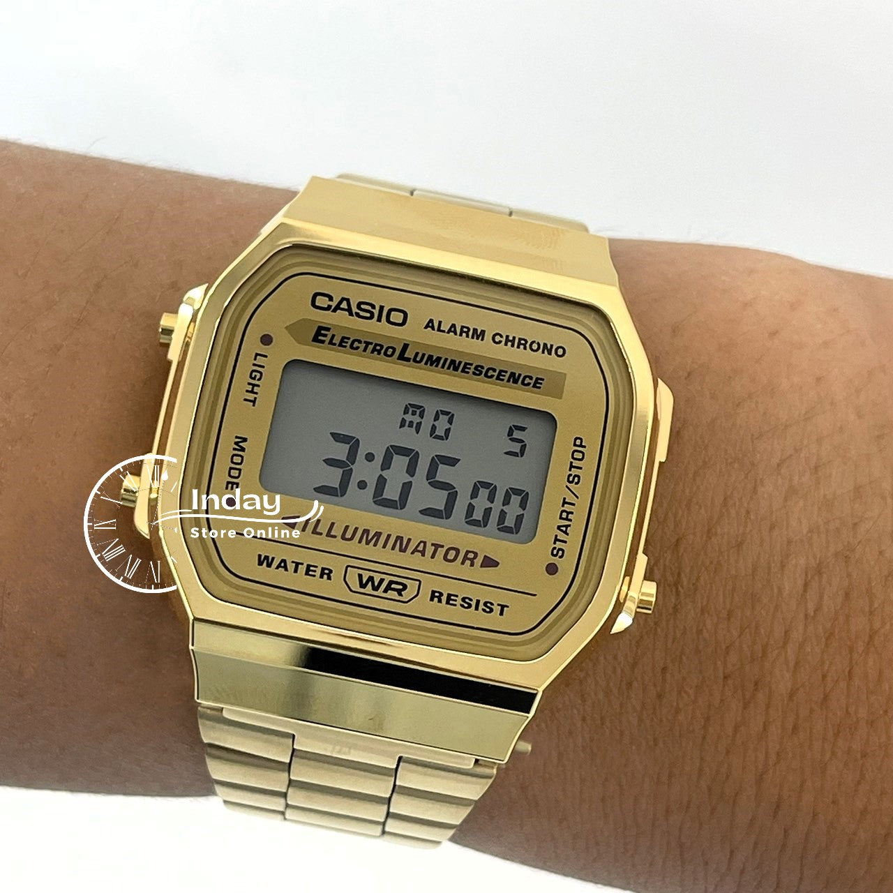 Casio Vintage Unisex Watch A168WG-9W Gold Plated Stainless Steel Self-adjustable Band