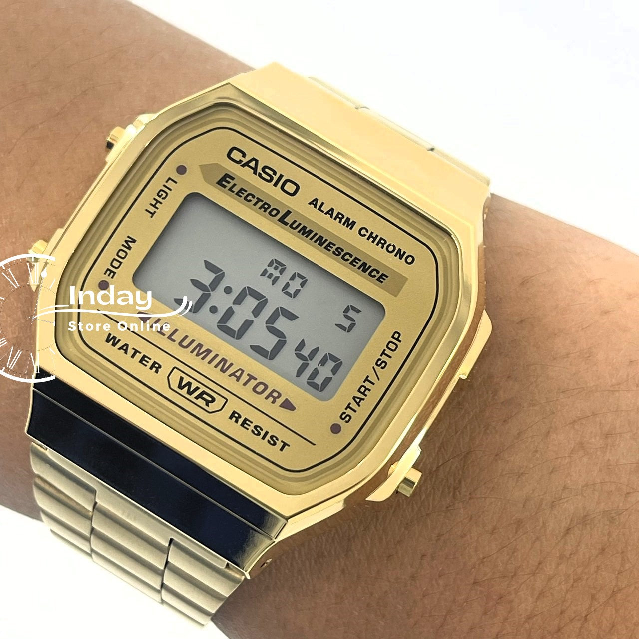 Casio Vintage Unisex Watch A168WG-9W Gold Plated Stainless Steel Self-adjustable Band