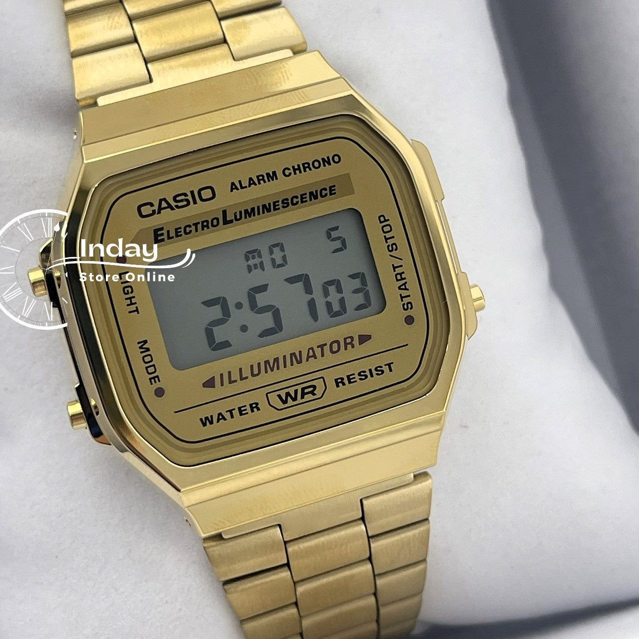 Casio Vintage Unisex Watch A168WG-9W Gold Plated Stainless Steel Self-adjustable Band