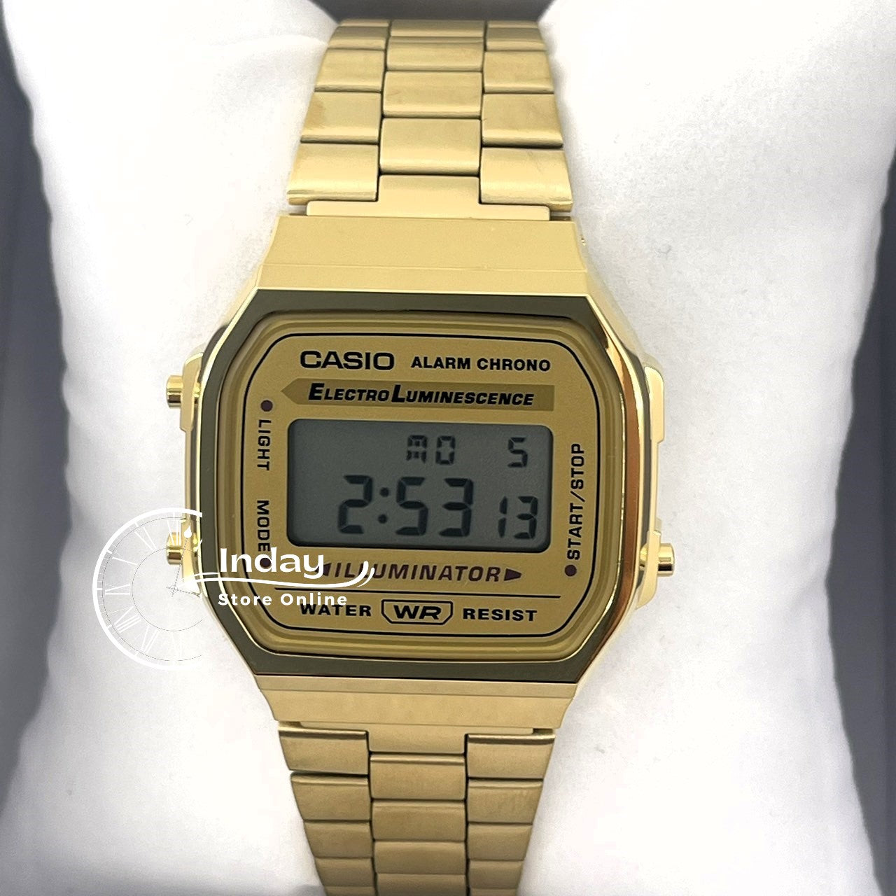 Casio Vintage Unisex Watch A168WG-9W Gold Plated Stainless Steel Self-adjustable Band