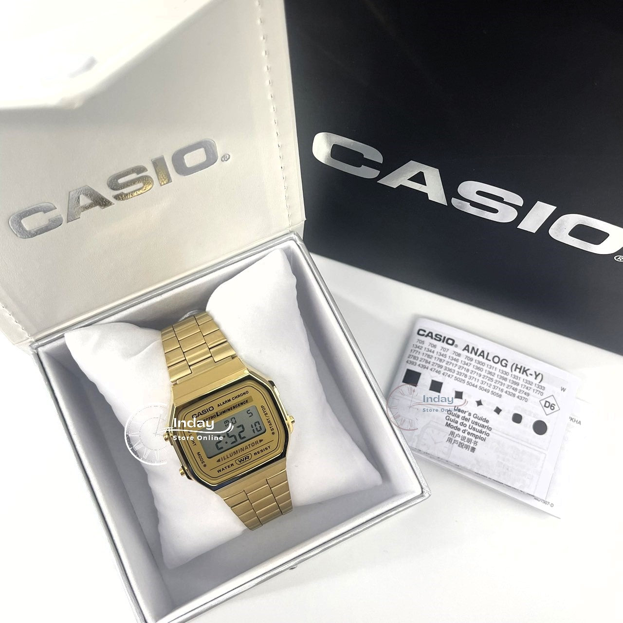 Casio Vintage Unisex Watch A168WG-9W Gold Plated Stainless Steel Self-adjustable Band