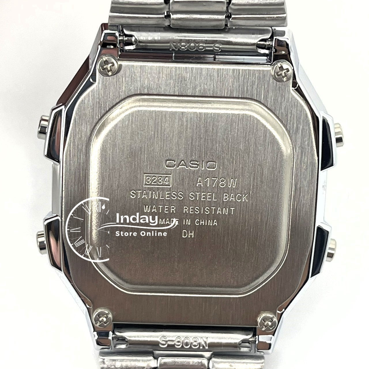Casio Vintage Unisex Watch A178WA-1A Resin Glass Adjustable Clasp Stainless Steel Band Battery Life 10-Years